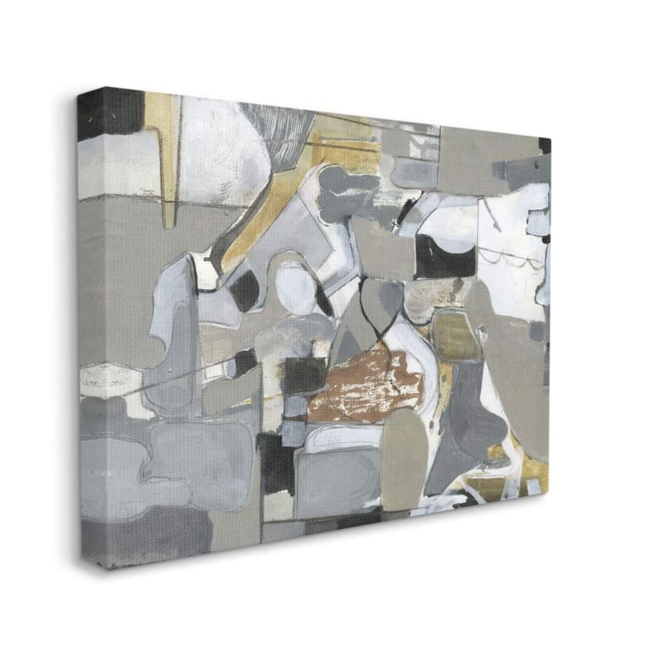 Stupell Industries Gray & Brown Abstract Shapes Canvas Wall Art